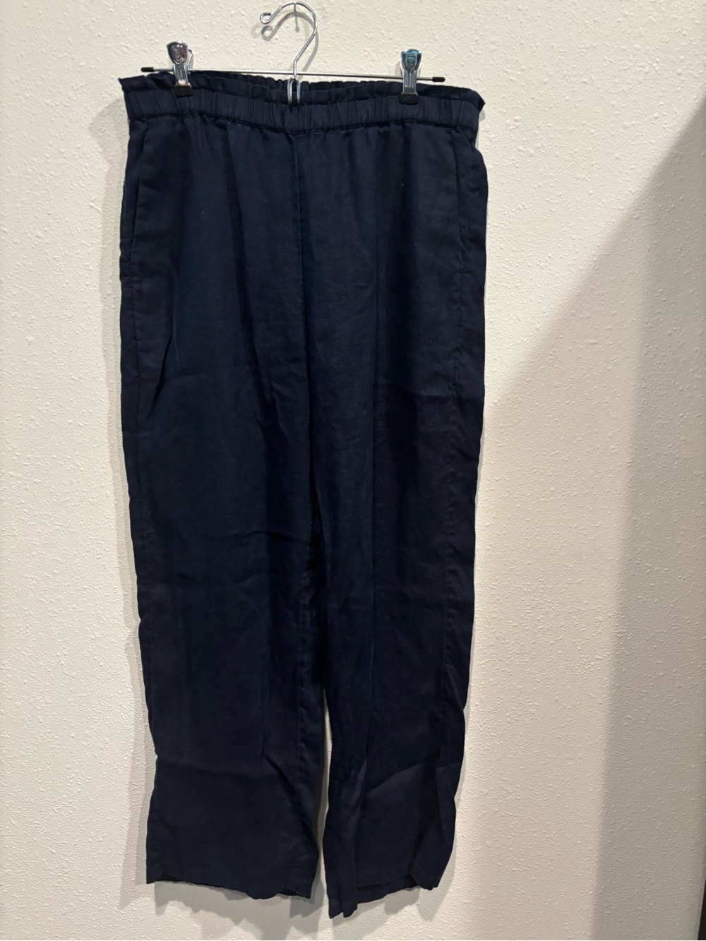 J. Crew 100% linen pull on pants navy small